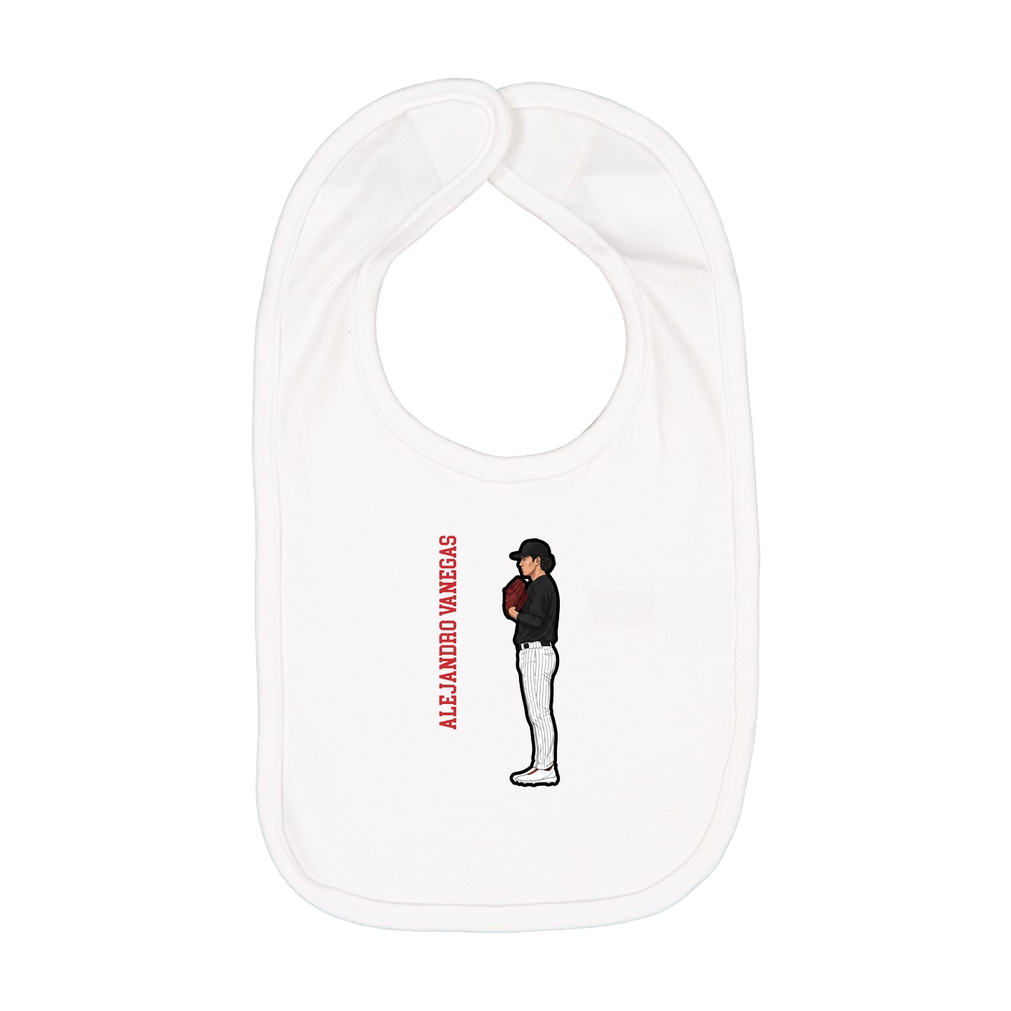 Infant Bib — Name Vertical in White