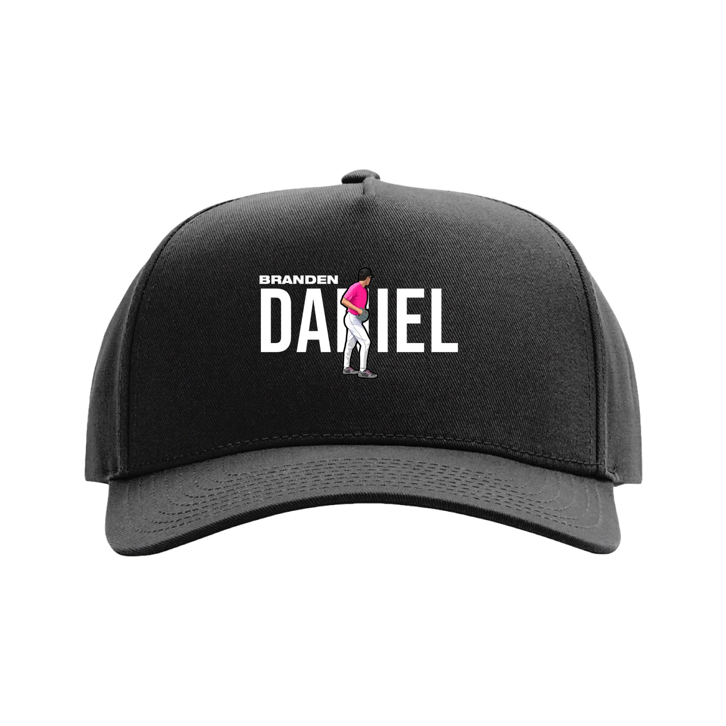 Full Fabric Five-Panel Champ Cap — Player Name in Black