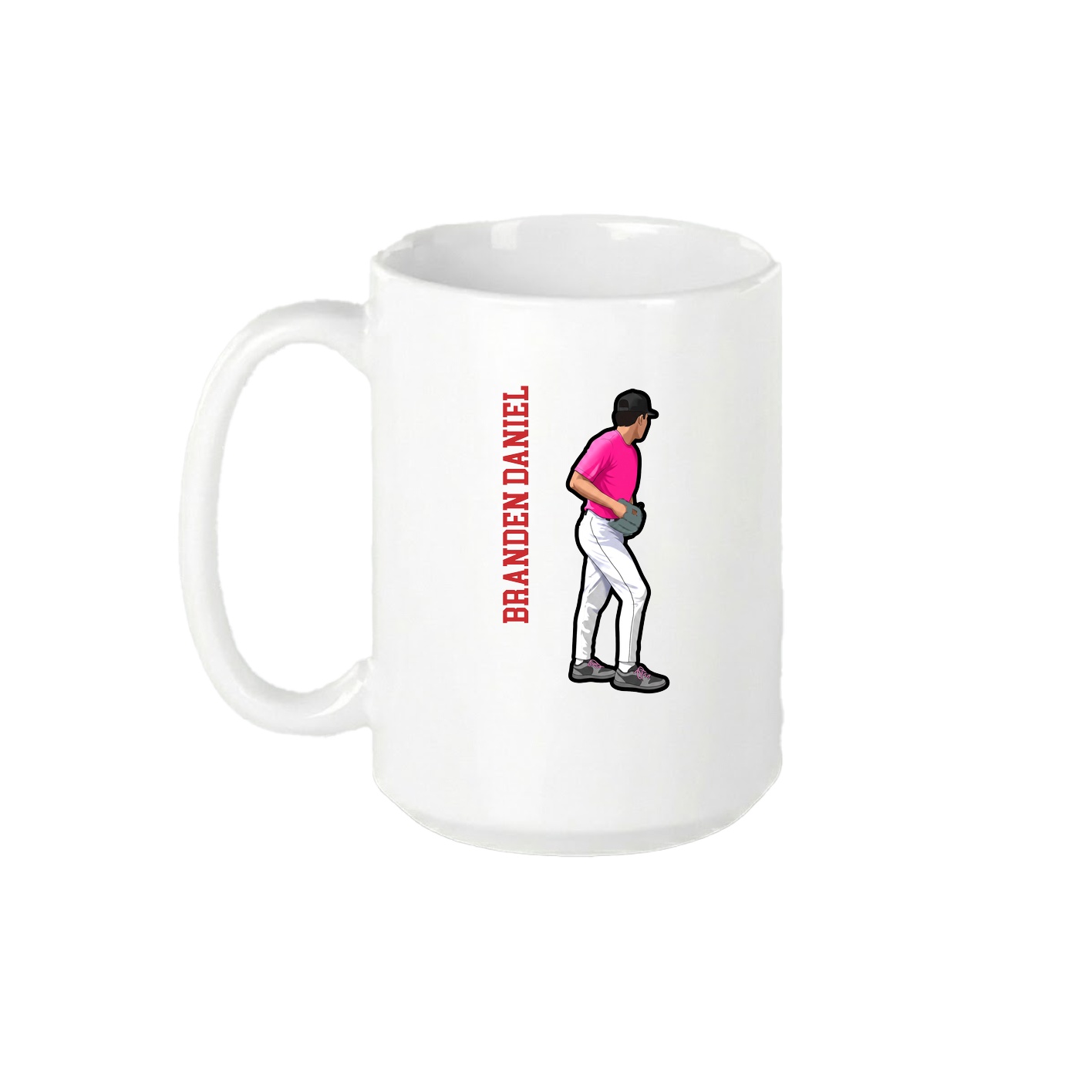 15oz Coffee Mug — Name Vertical in White
