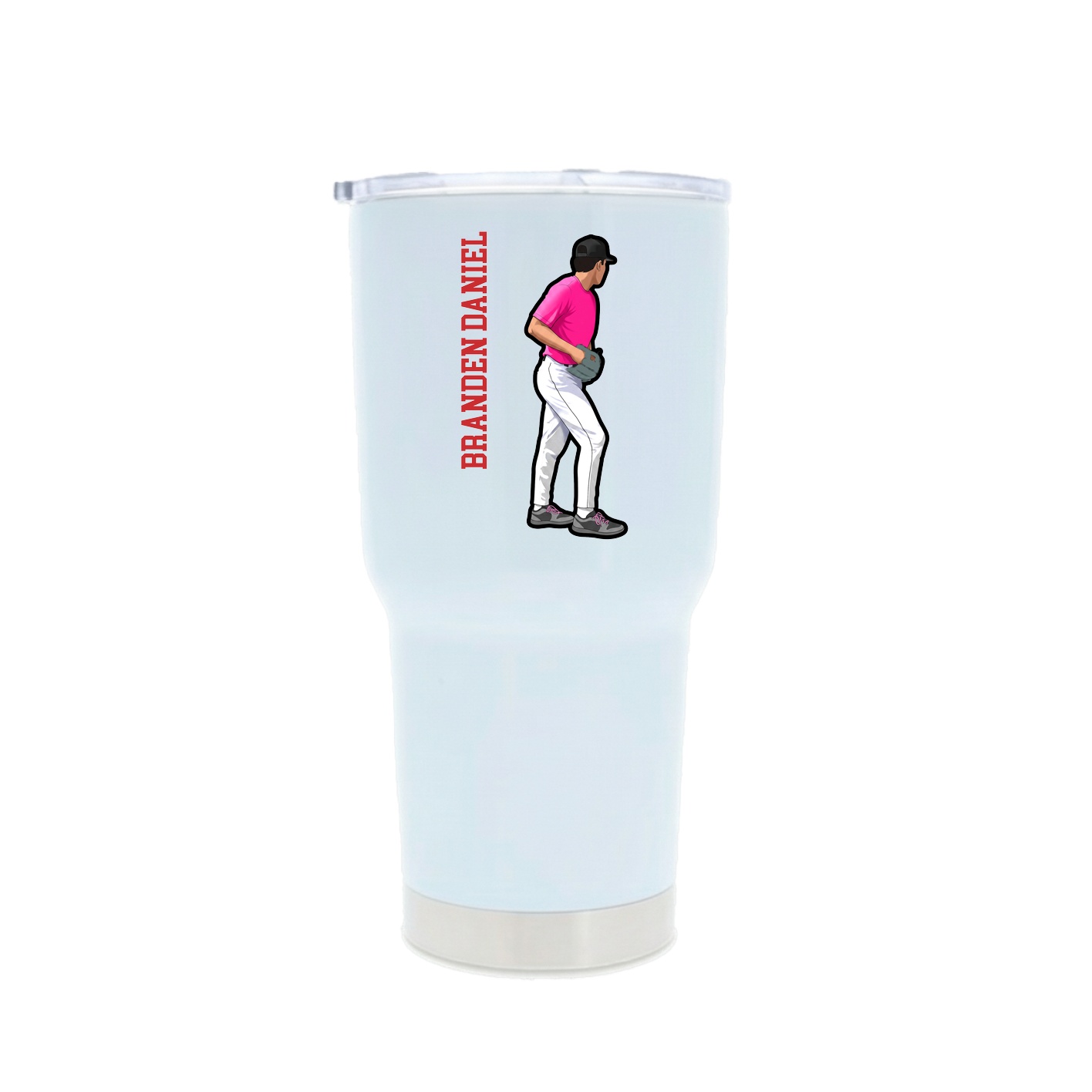 30oz Stainless Steel Tumbler — Name Vertical in White