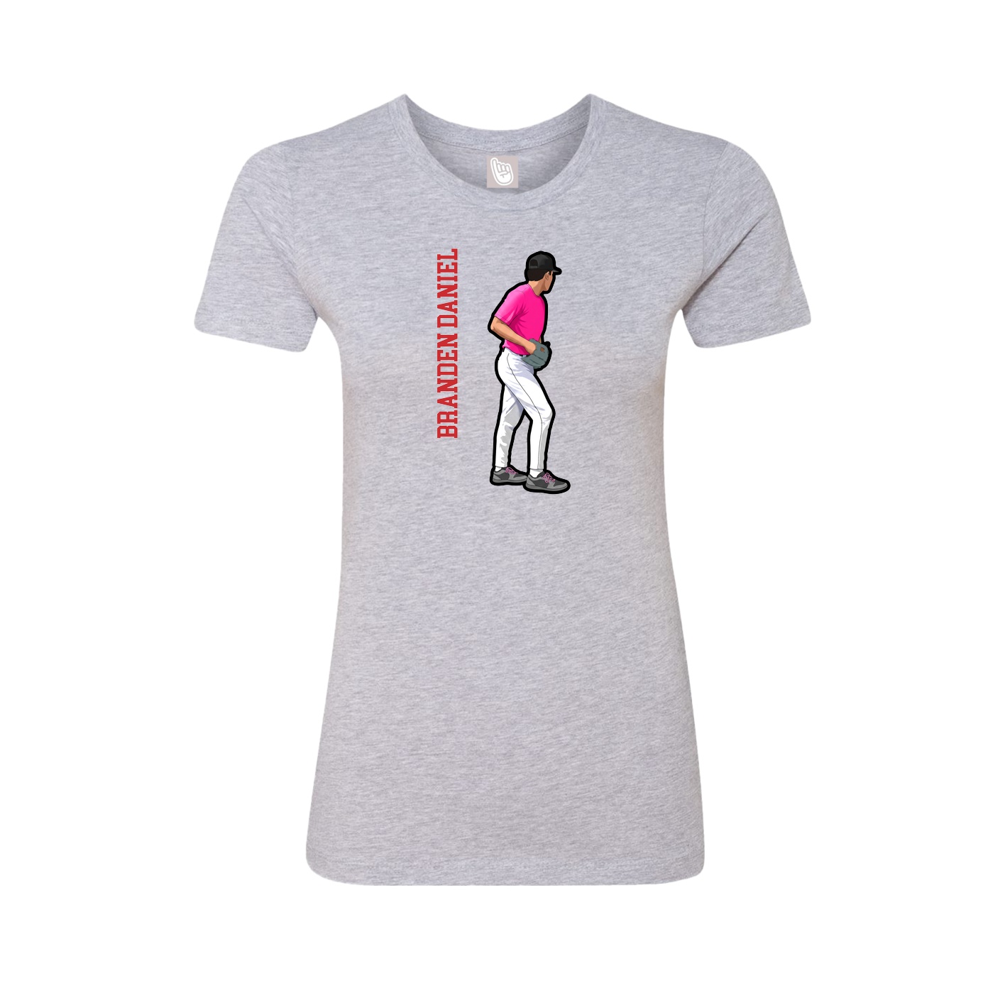 Womens Tee — Name Vertical in Grey