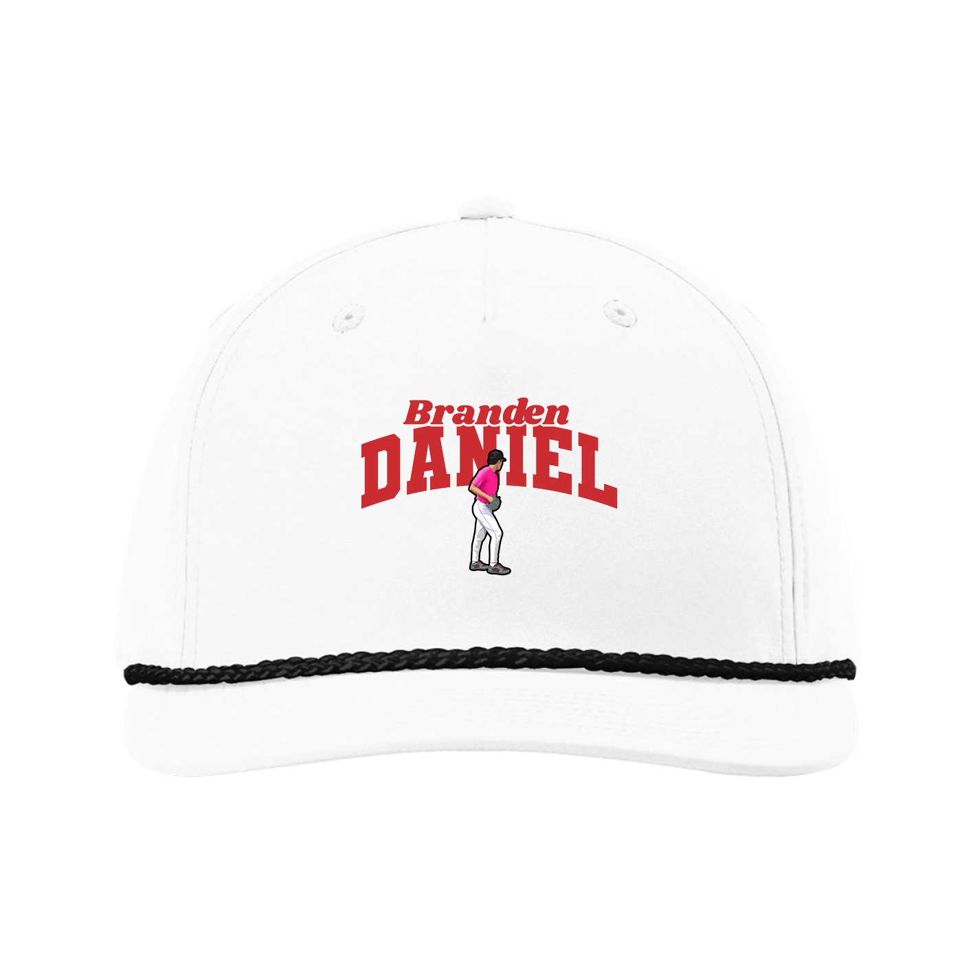 Five-Panel Classic Rope Cap — Signature Arch in White