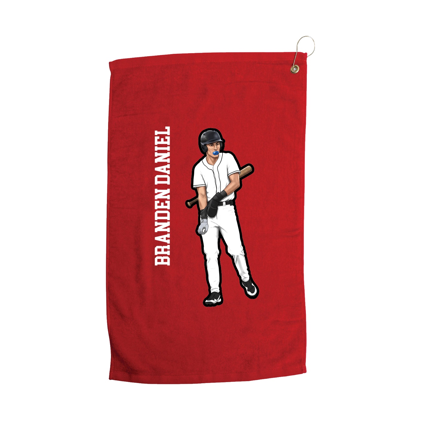 Golf Towel — Name Vertical in Red