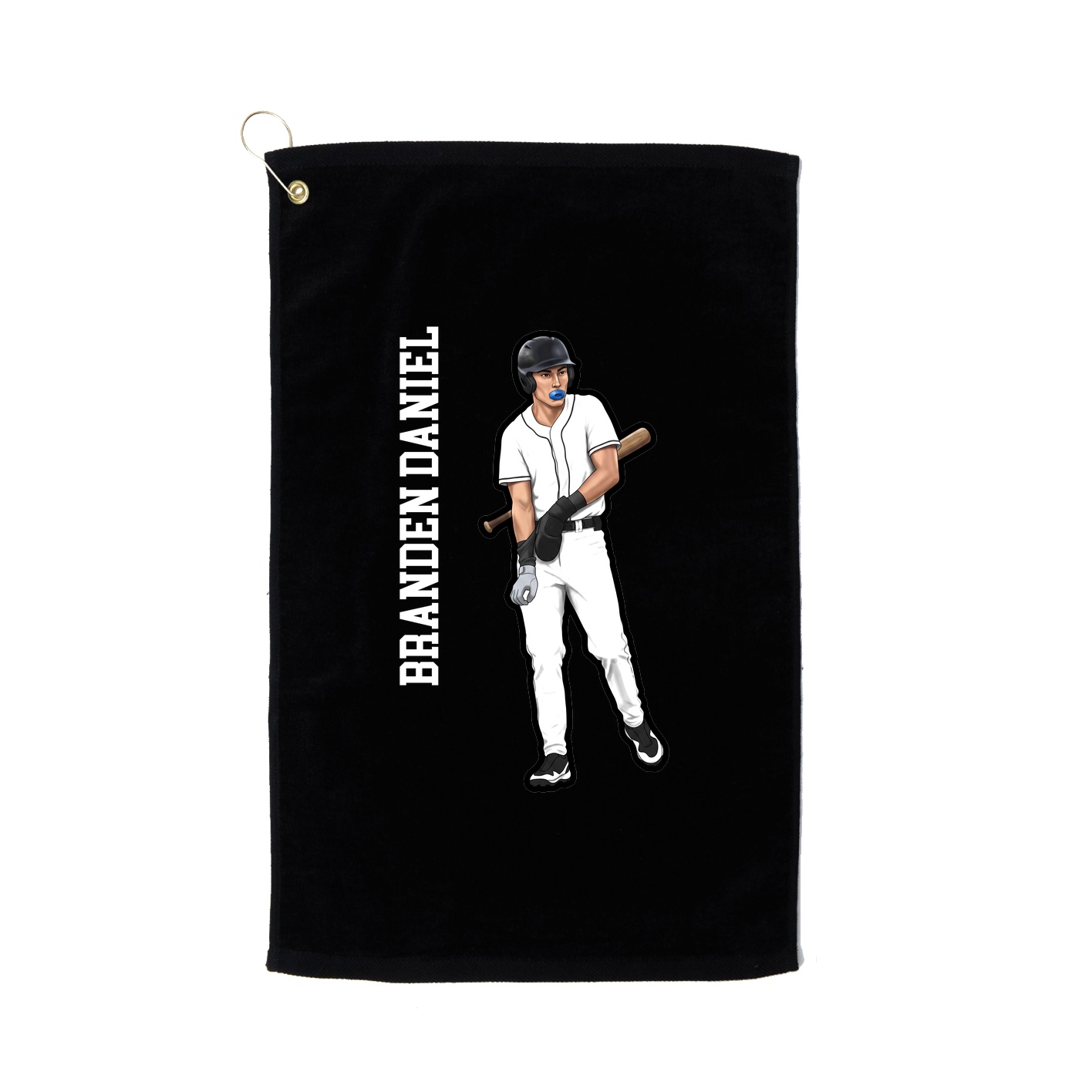 Golf Towel — Name Vertical in Black