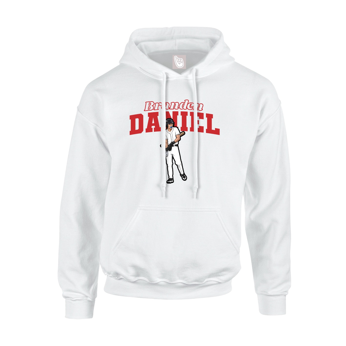 Youth Hoodie — Name Arch in White