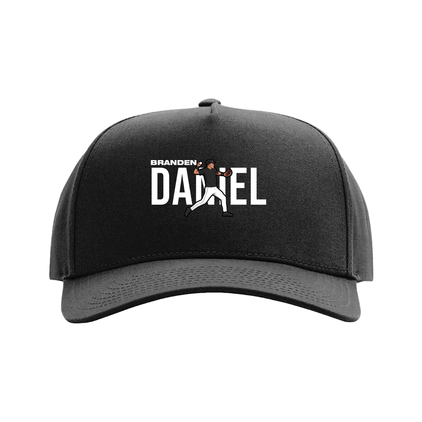 Full Fabric Five-Panel Champ Cap — Player Name in Black