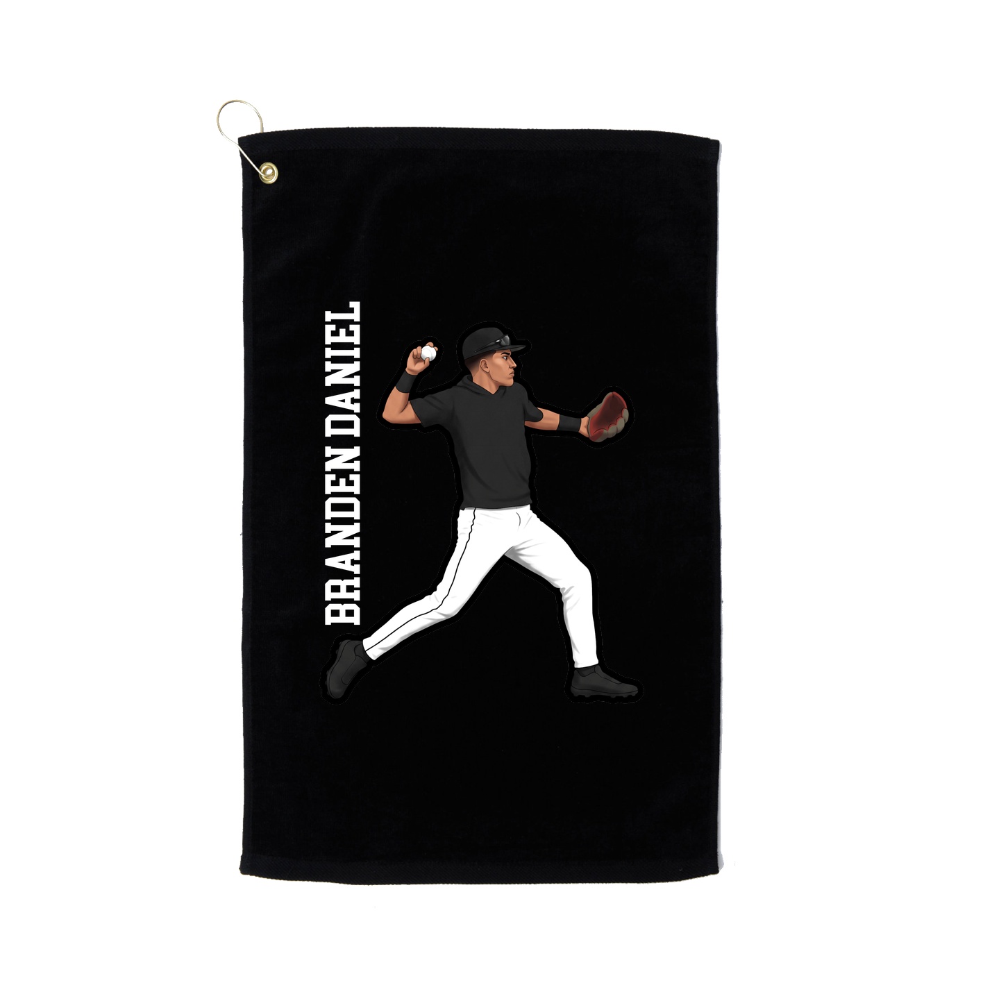 Golf Towel — Name Vertical in Black