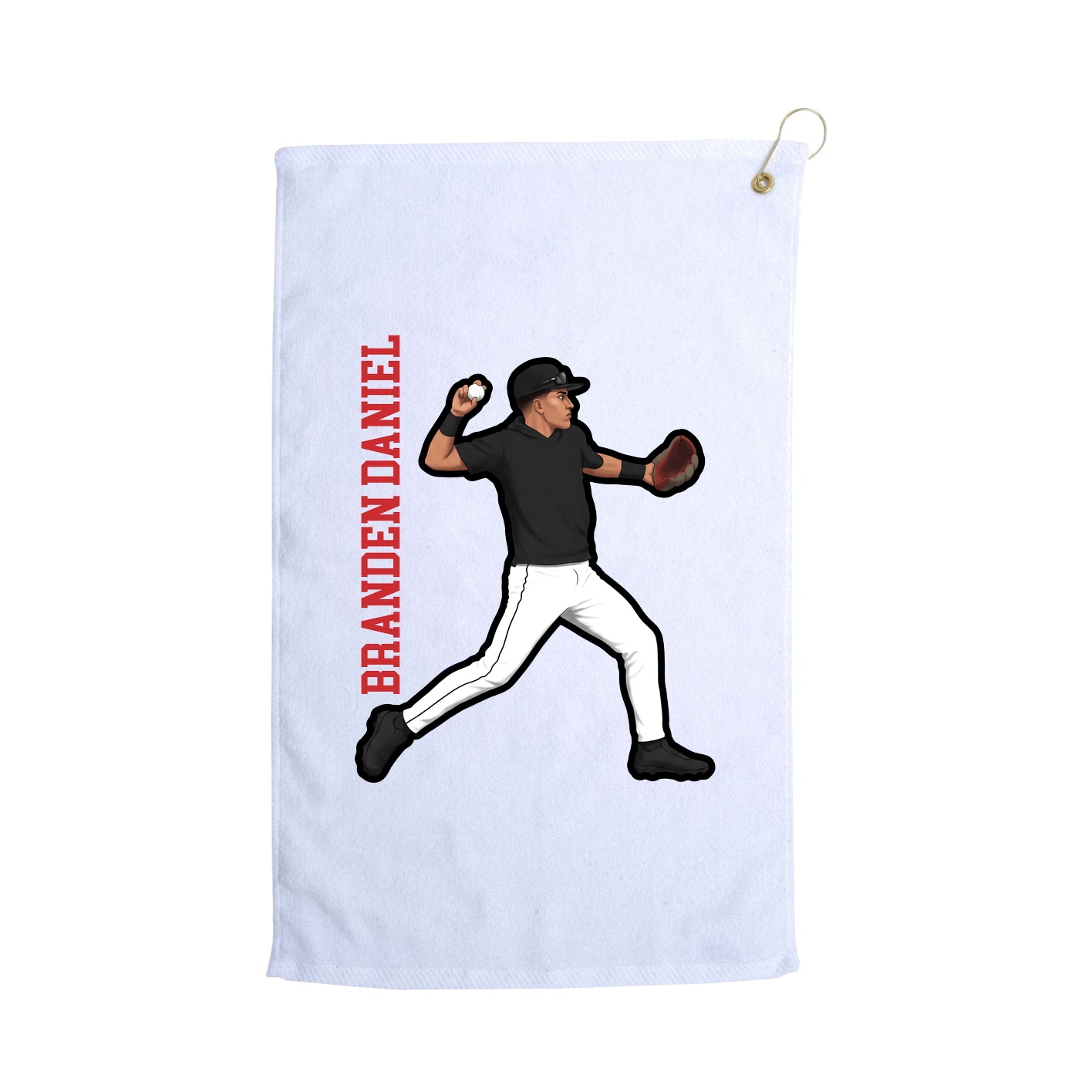 Golf Towel — Name Vertical in White