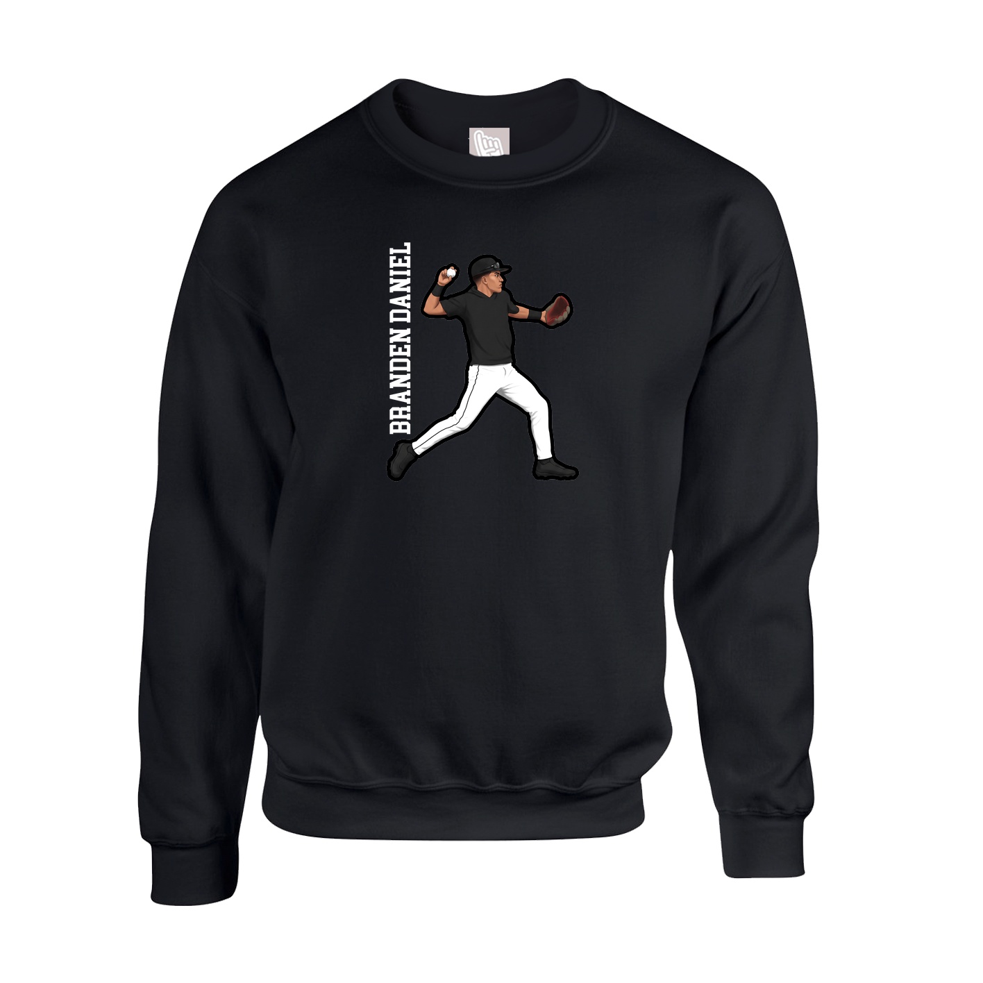Fleece Crew — Name Vertical in Black