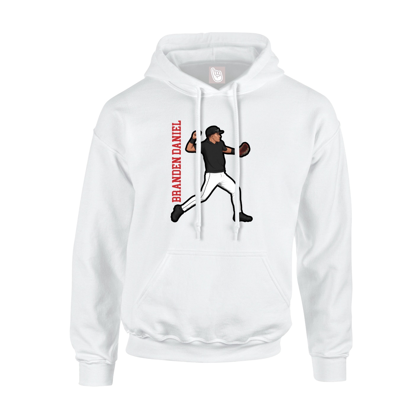 Youth Hoodie — Name Vertical in White
