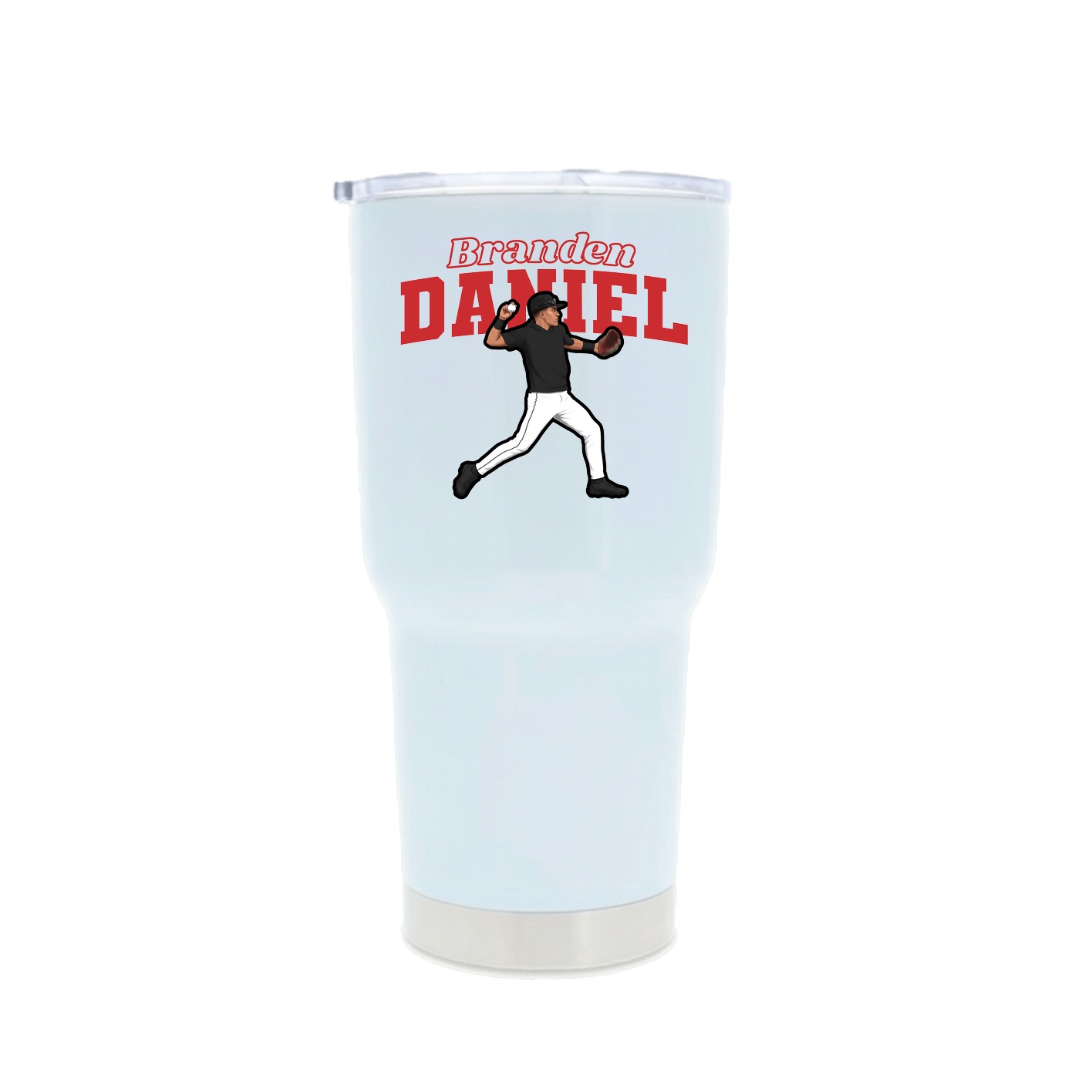30oz Stainless Steel Tumbler — Name Arch in White