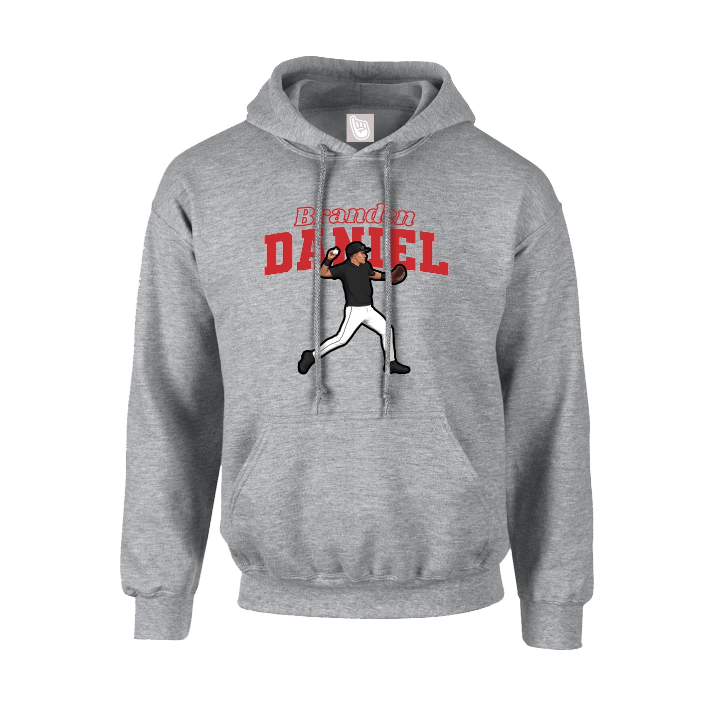 Youth Hoodie — Name Arch in Grey
