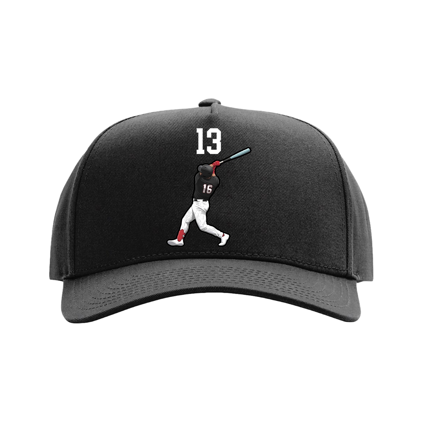 Full Fabric Five-Panel Champ Cap — Number Top in Black