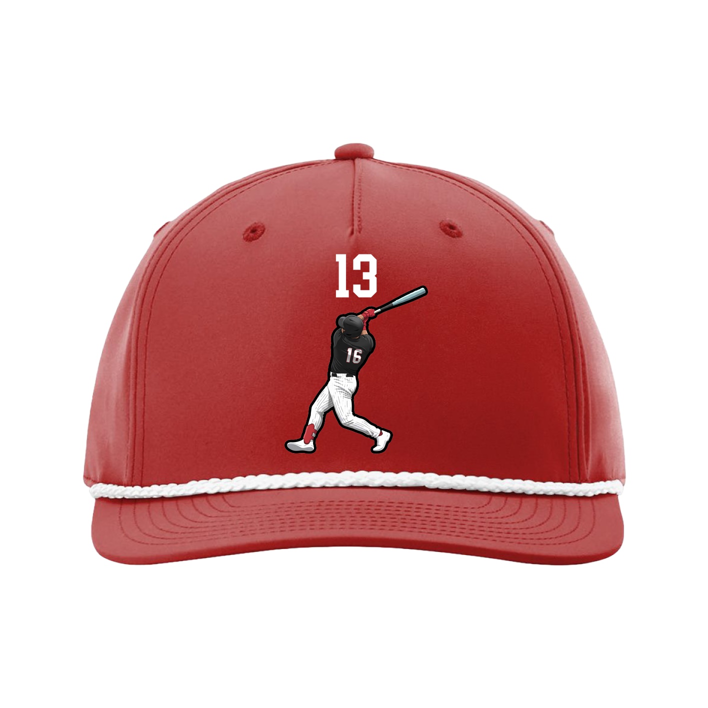 Five-Panel Classic Rope Cap — Number Top in Red