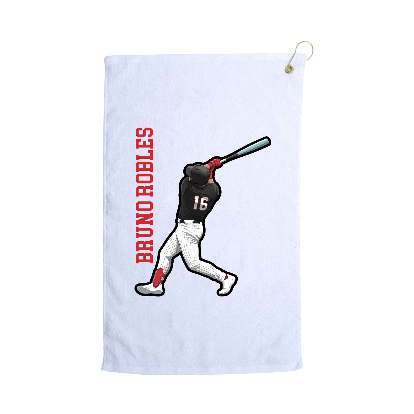 Golf Towel — Name Vertical in White