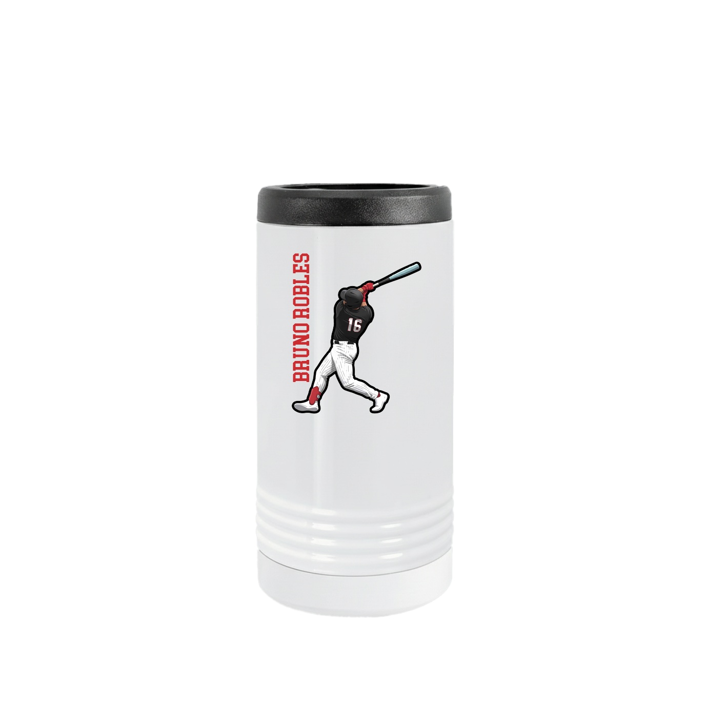 Slim Beverage Holder — Name Vertical in White