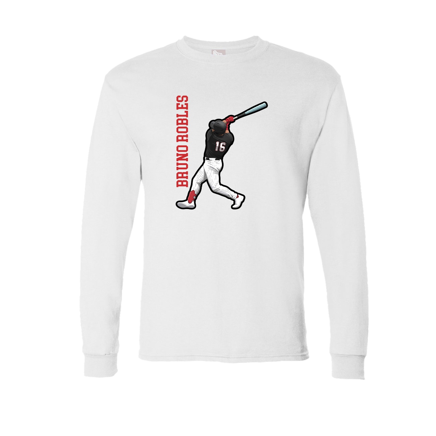Long Sleeve Tee — Name Vertical in White