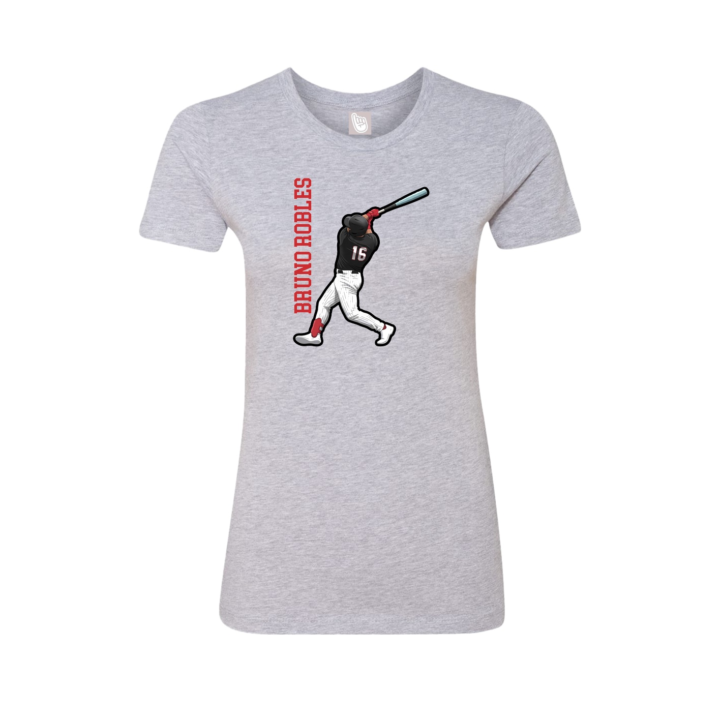 Fitted Women's Tee — Name Vertical in Grey