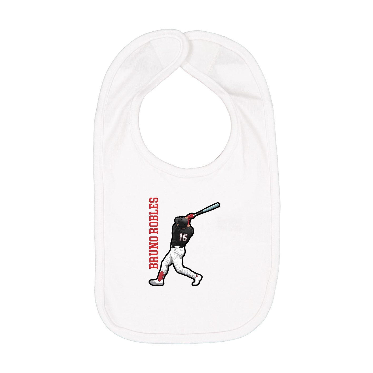 Infant Bib — Name Vertical in White