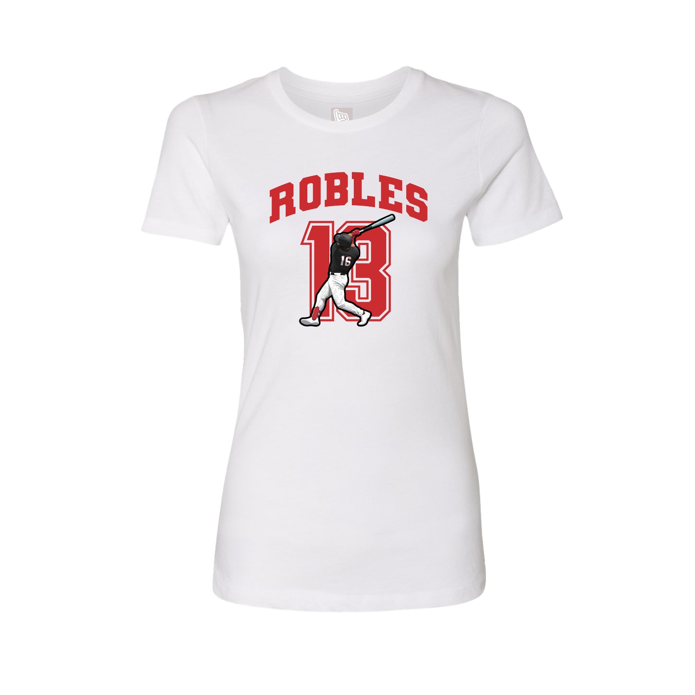 Fitted Women's Tee — Number in White