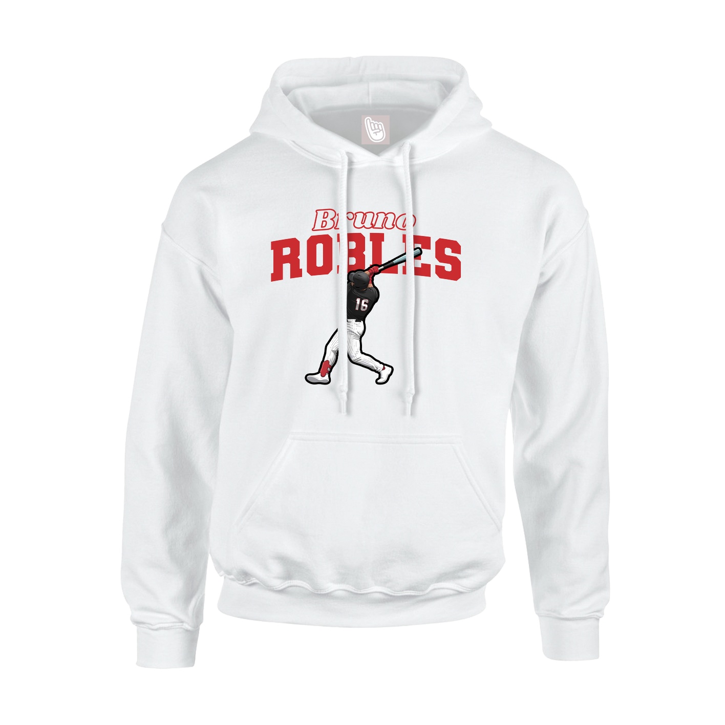 Youth Hoodie — Name Arch in White