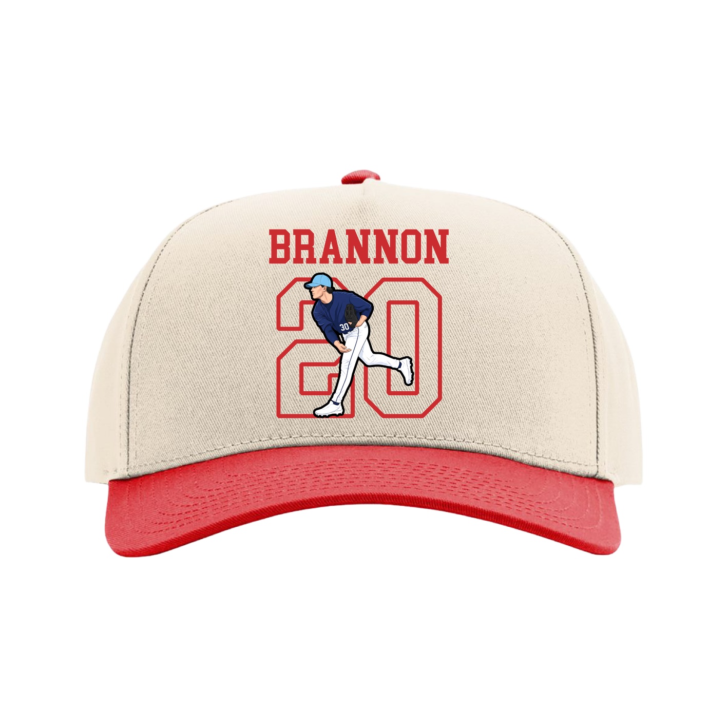 Full Fabric Five-Panel Champ Cap — Shirsey in Cream/Red
