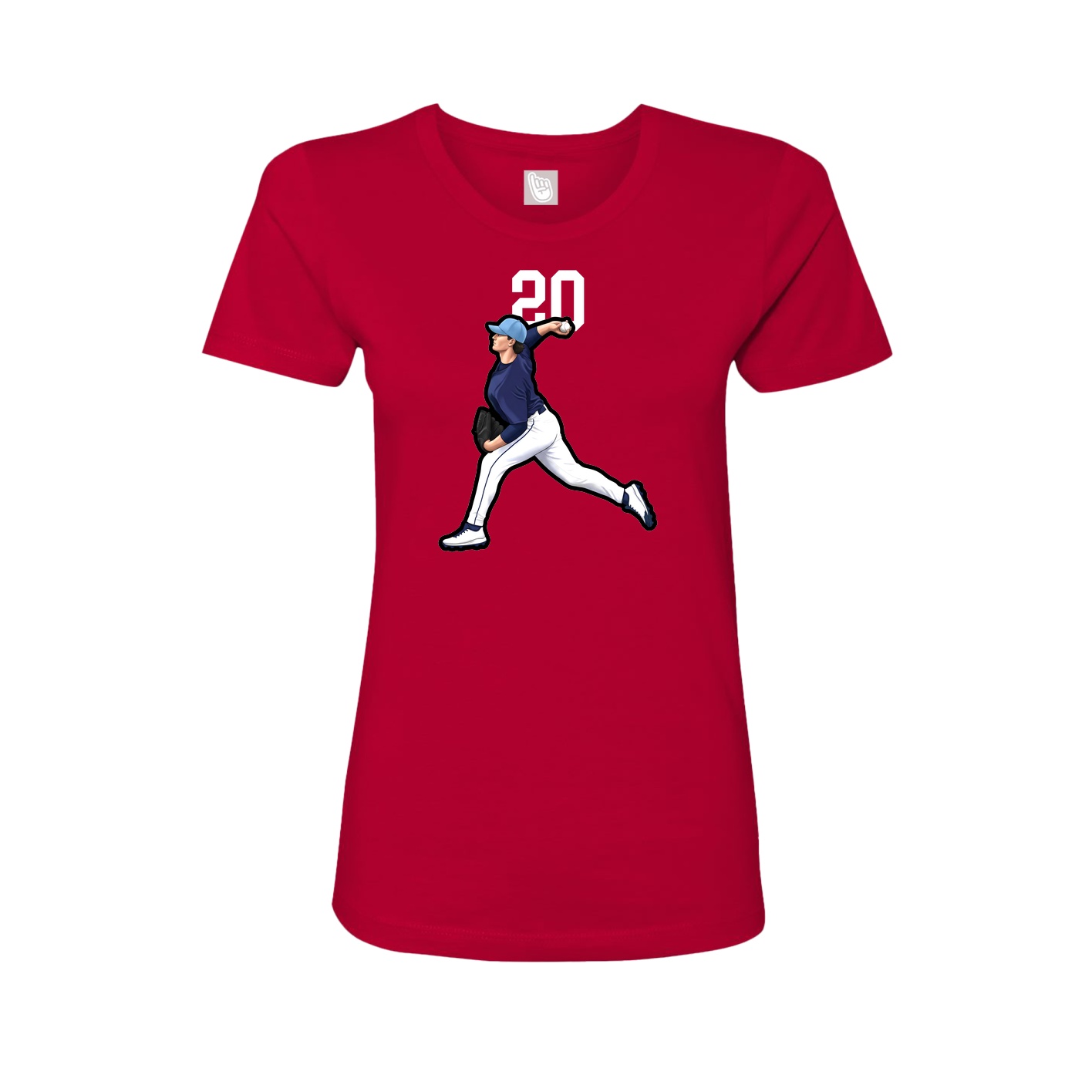 Fitted Women's Tee — Number Top in Red