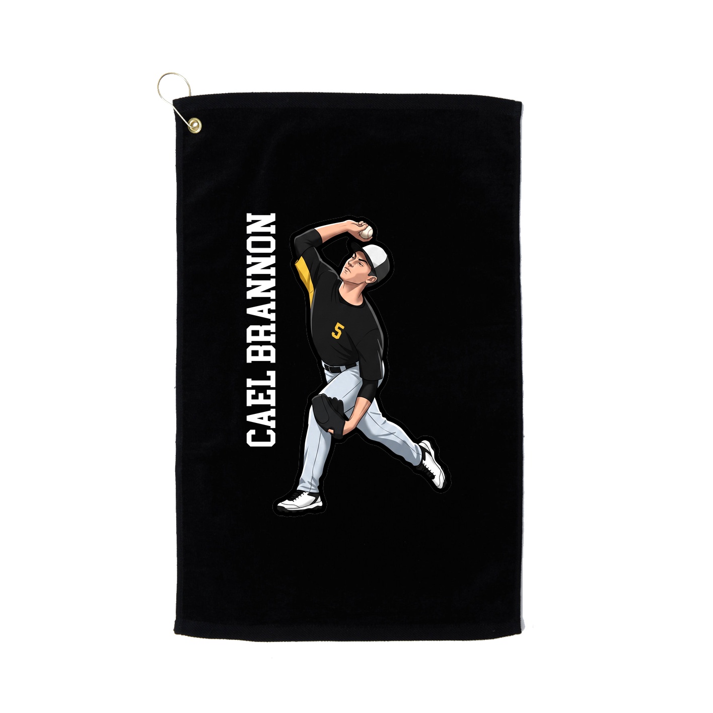 Golf Towel — Name Vertical in Black