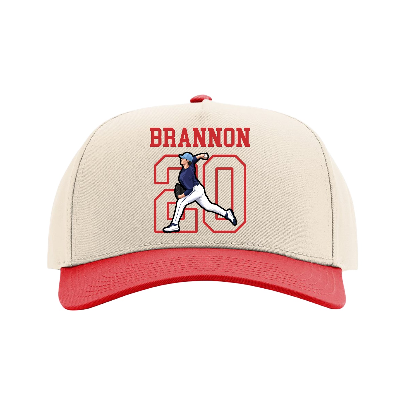 Full Fabric Five-Panel Champ Cap — Shirsey in Cream/Red