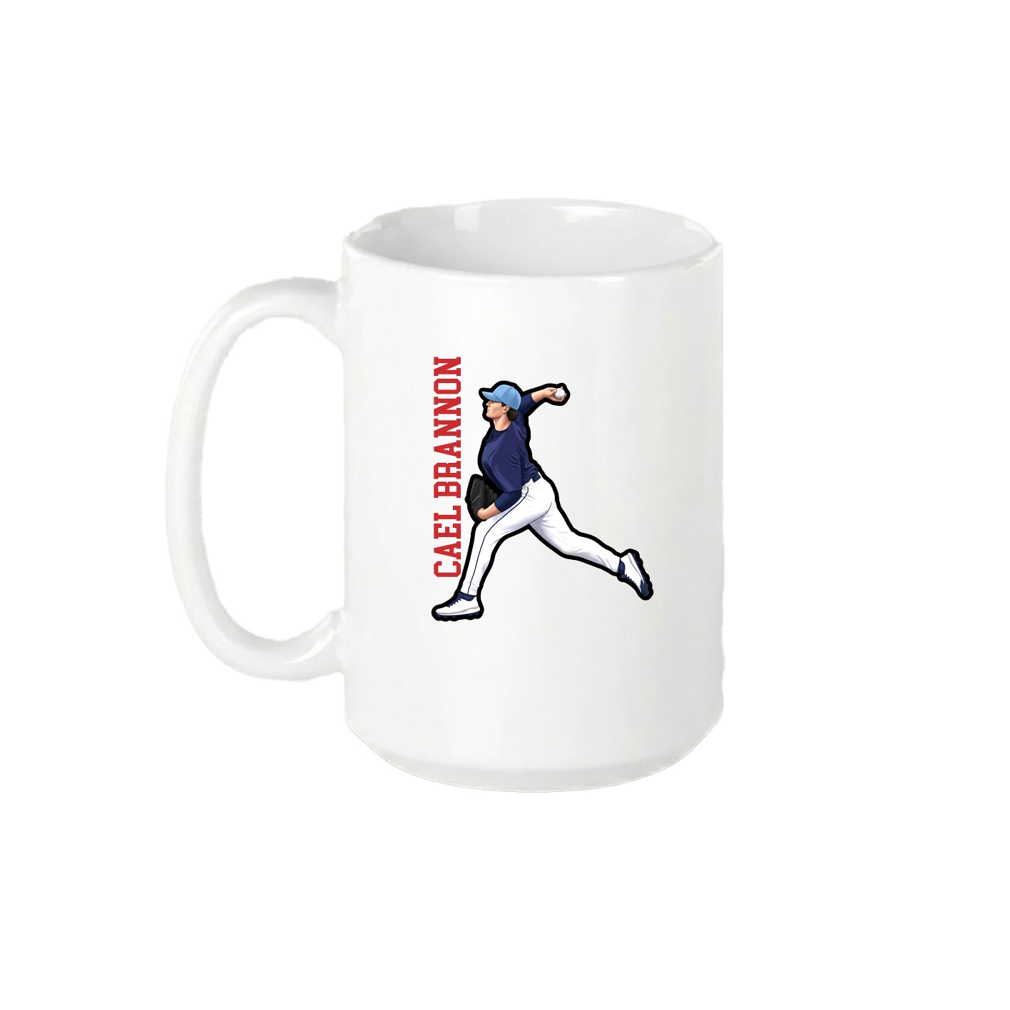 15oz Coffee Mug — Name Vertical in White