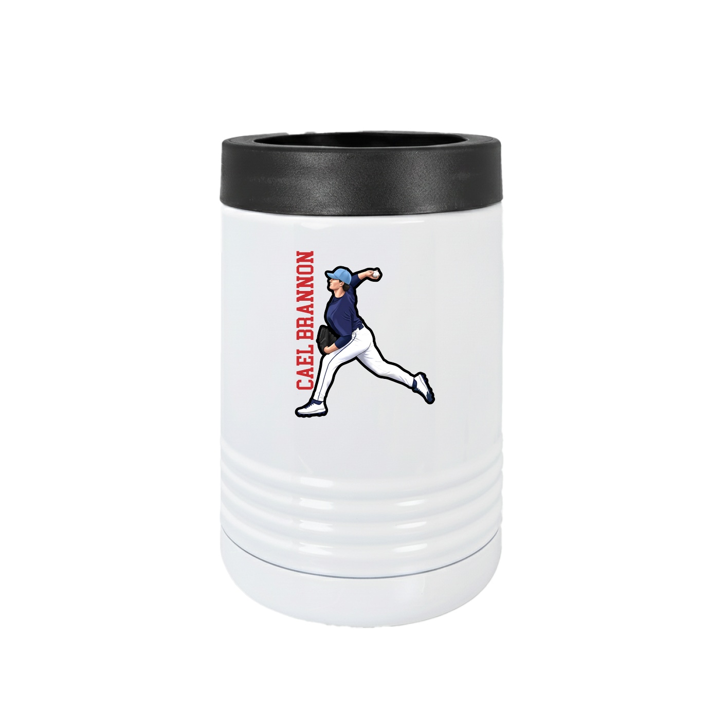 Beverage Holder — Name Vertical in White