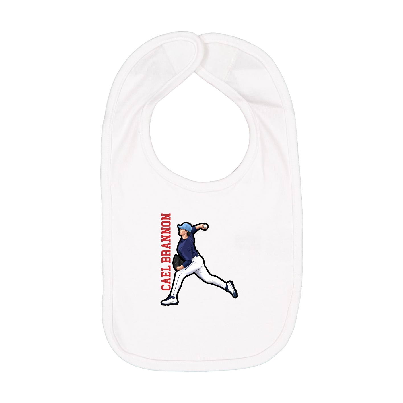 Infant Bib — Name Vertical in White