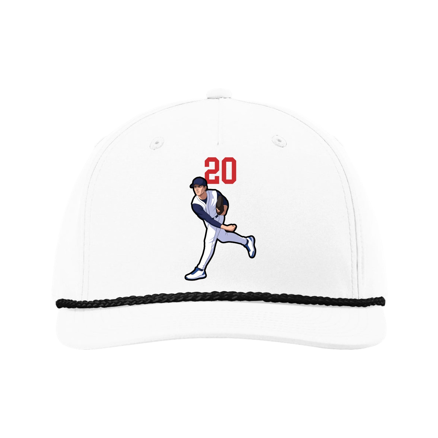 Five-Panel Classic Rope Cap — Number Top in White