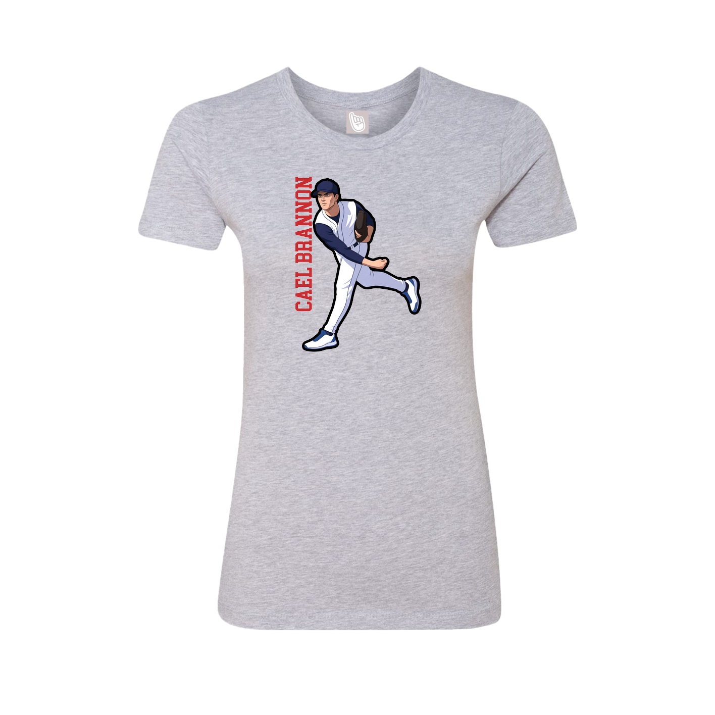 Fitted Women's Tee — Name Vertical in Grey