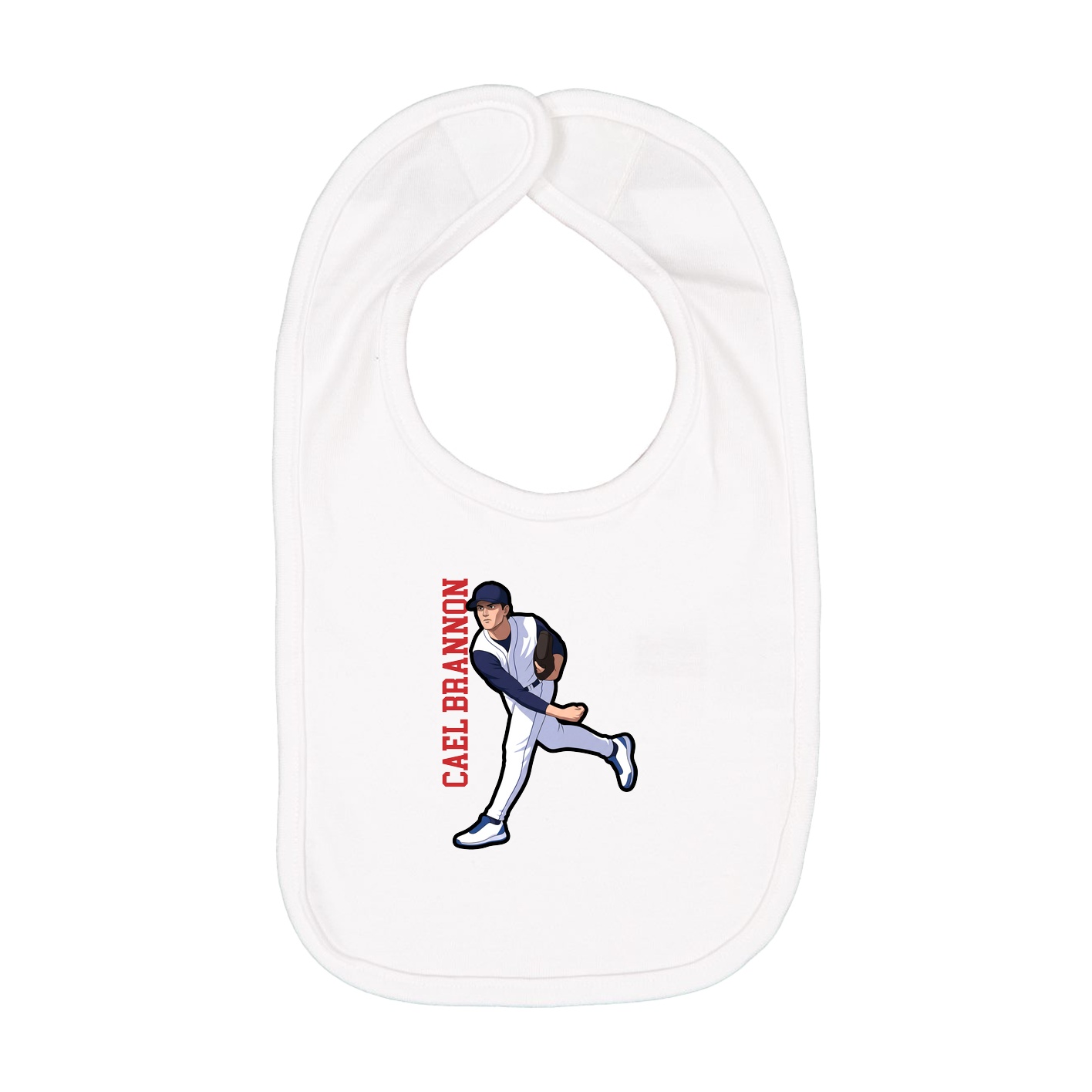 Infant Bib — Name Vertical in White
