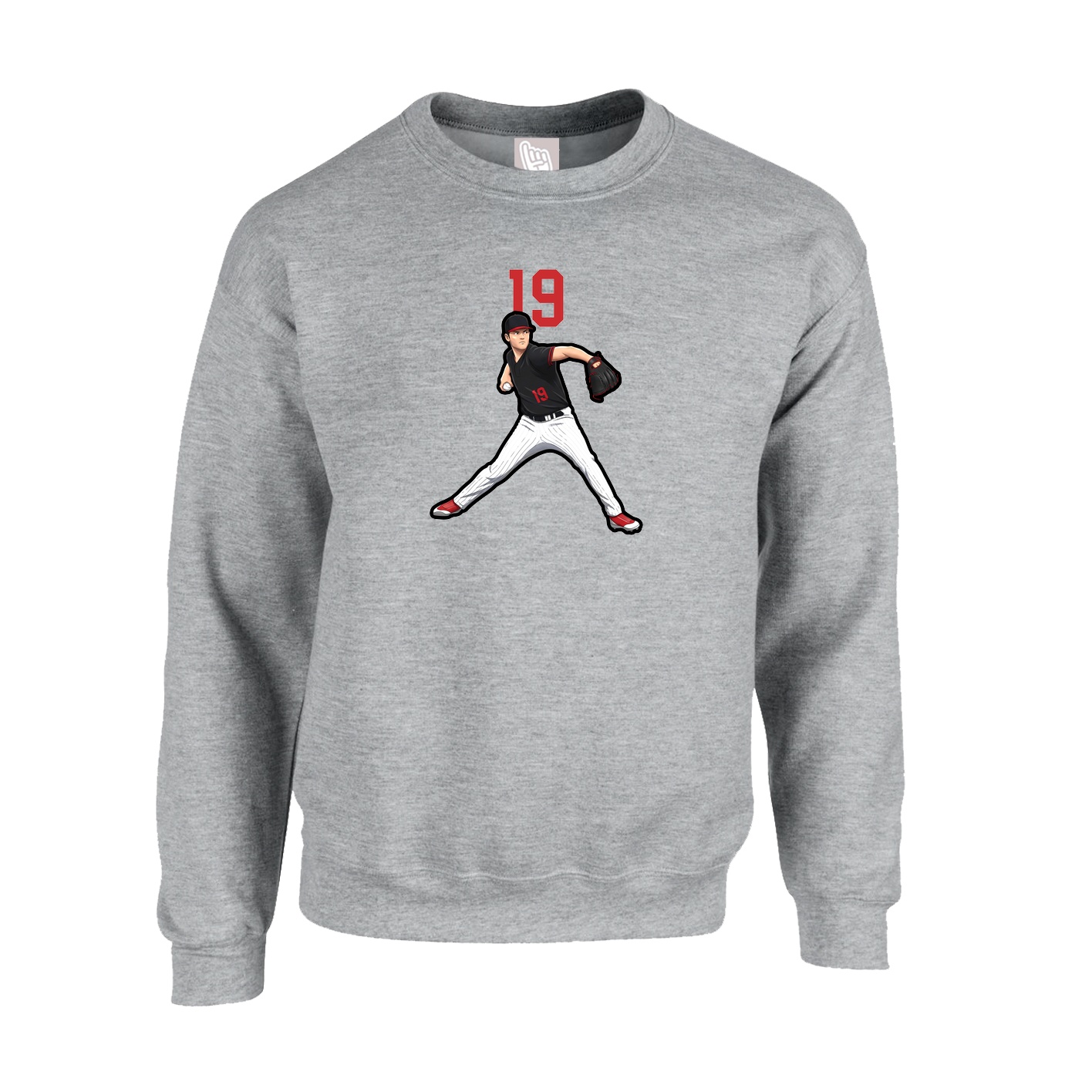 Fleece Crew — Number Top in Grey