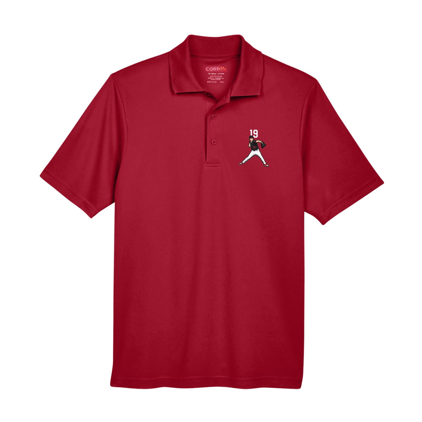 Performance Polo — Number Top in Red