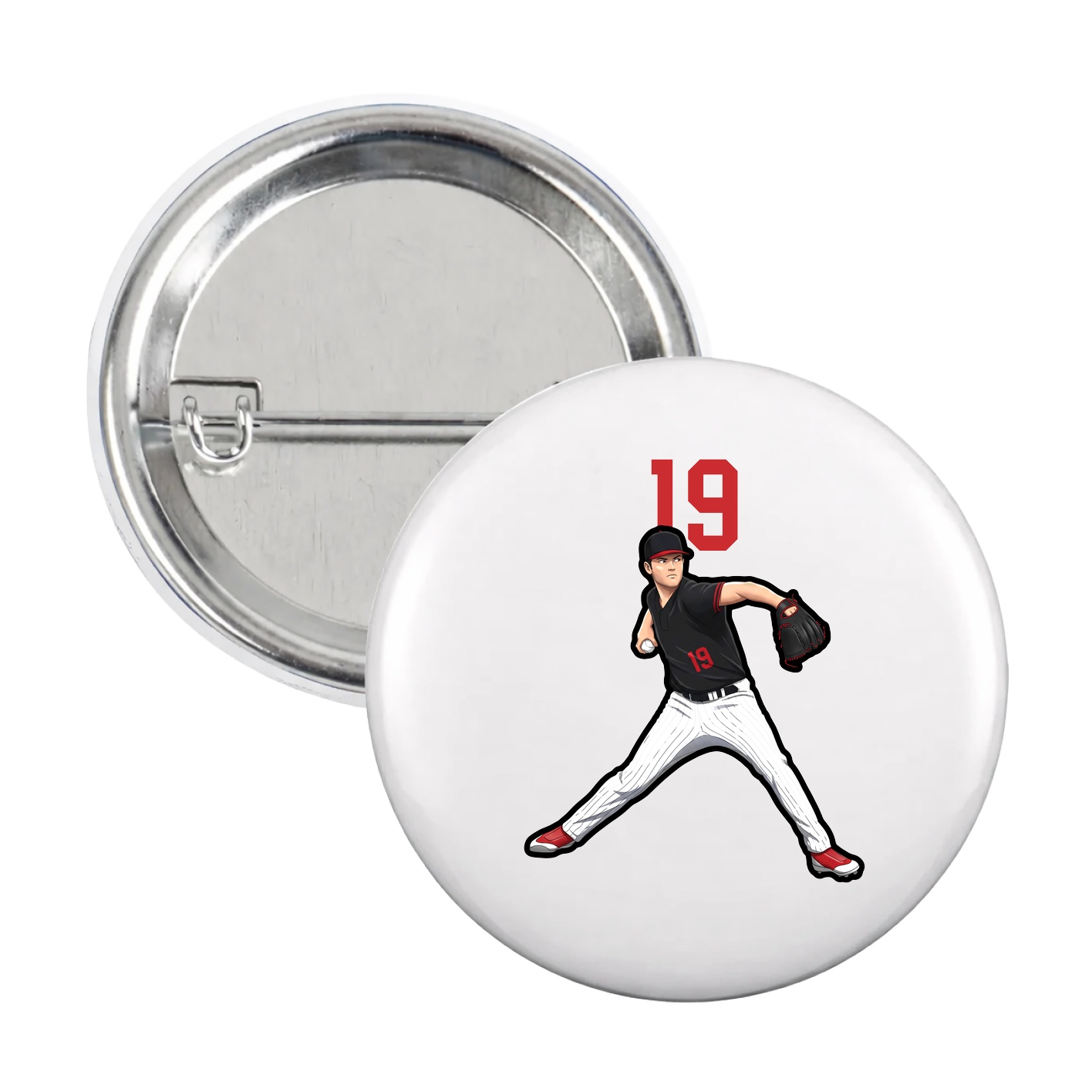 Game Day Button — Number Top in White