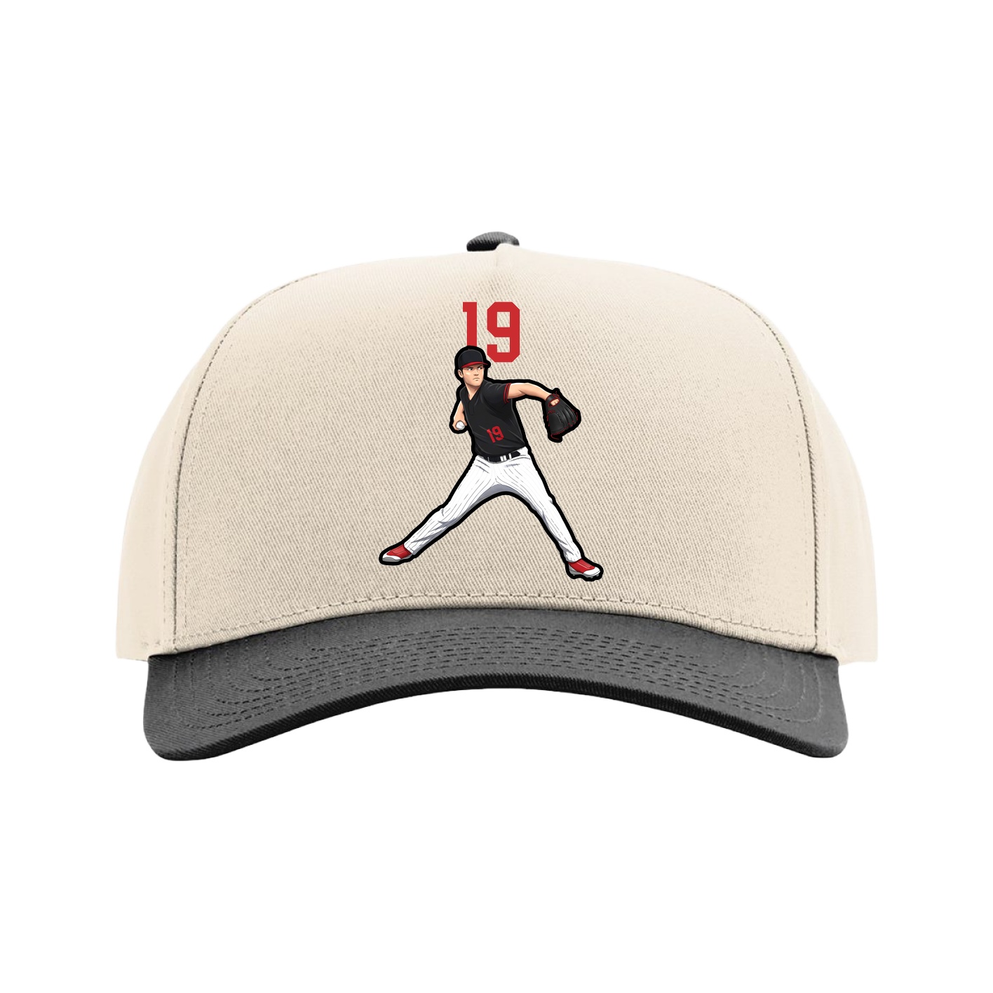 Full Fabric Five-Panel Champ Cap — Number Top in Cream/Black