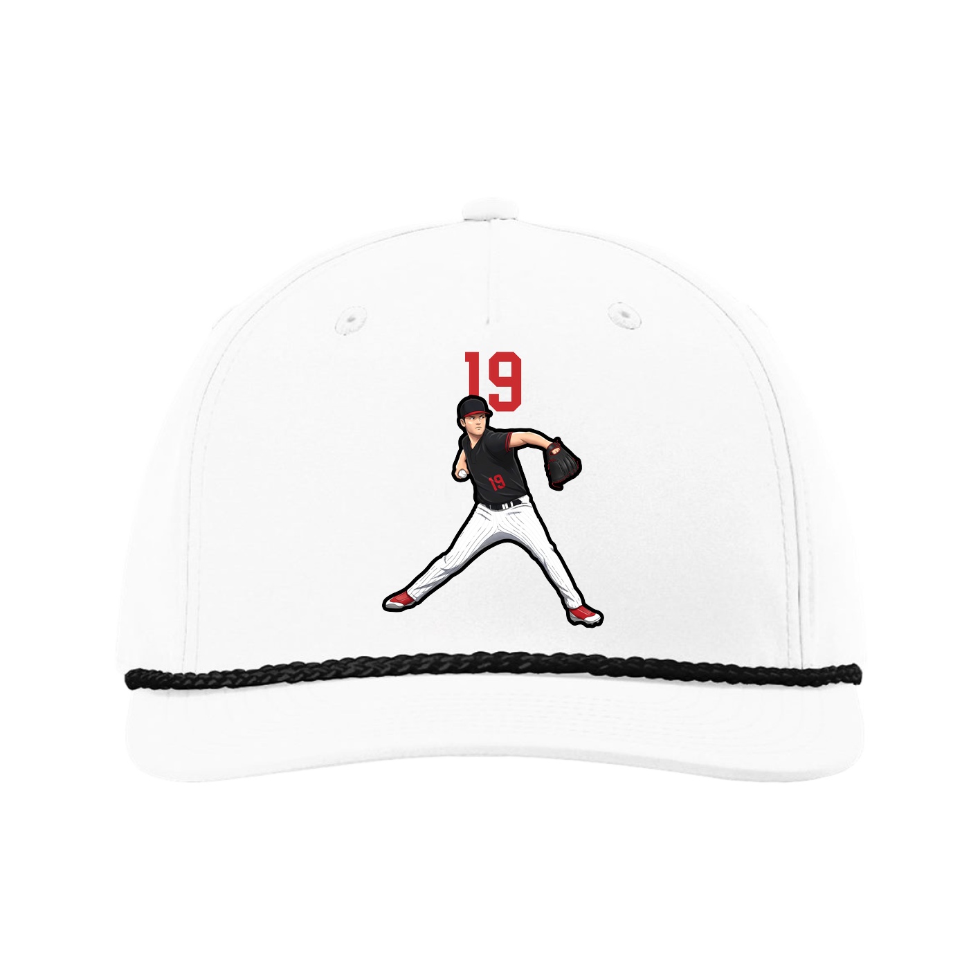 Five-Panel Classic Rope Cap — Number Top in White