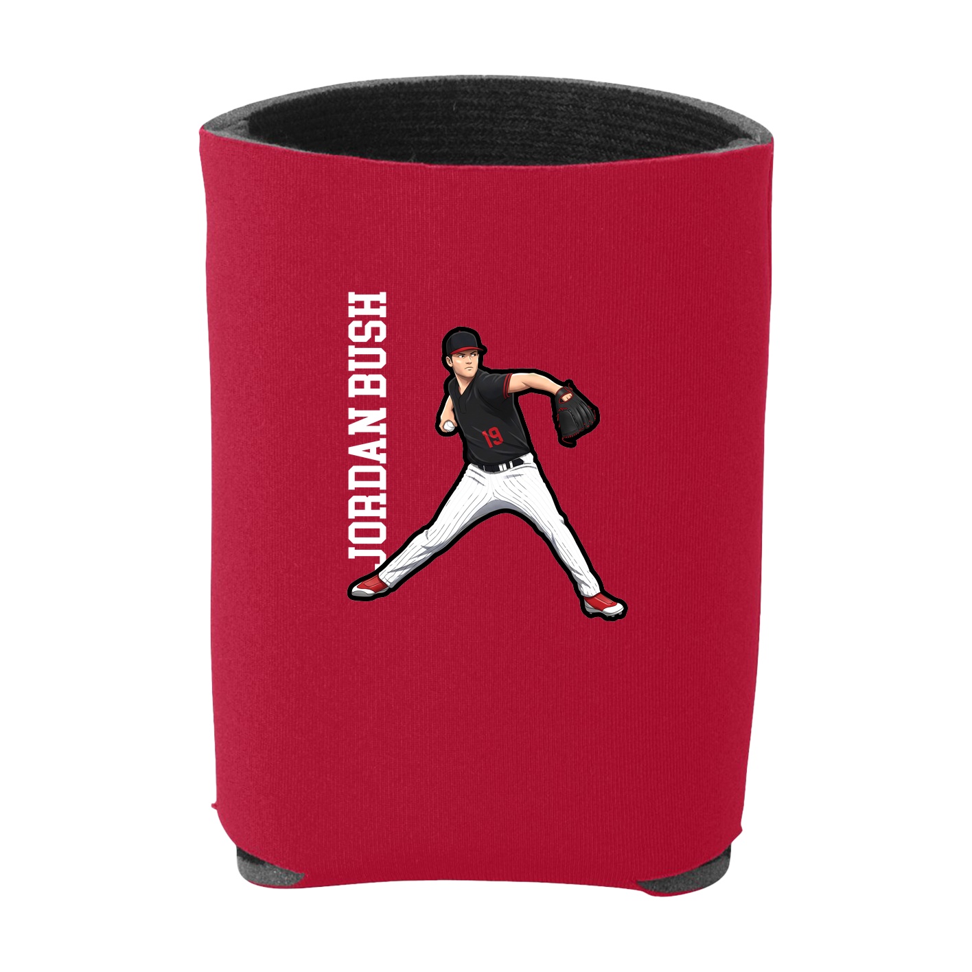 Can Holder — Name Vertical in Red