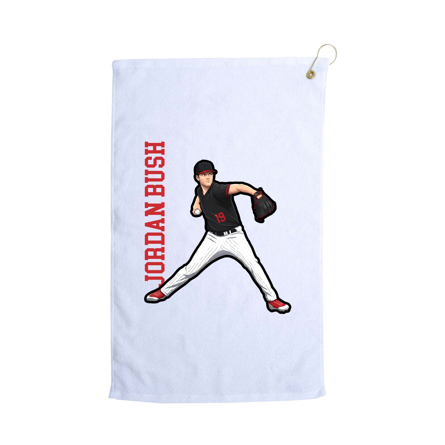 Golf Towel — Name Vertical in White