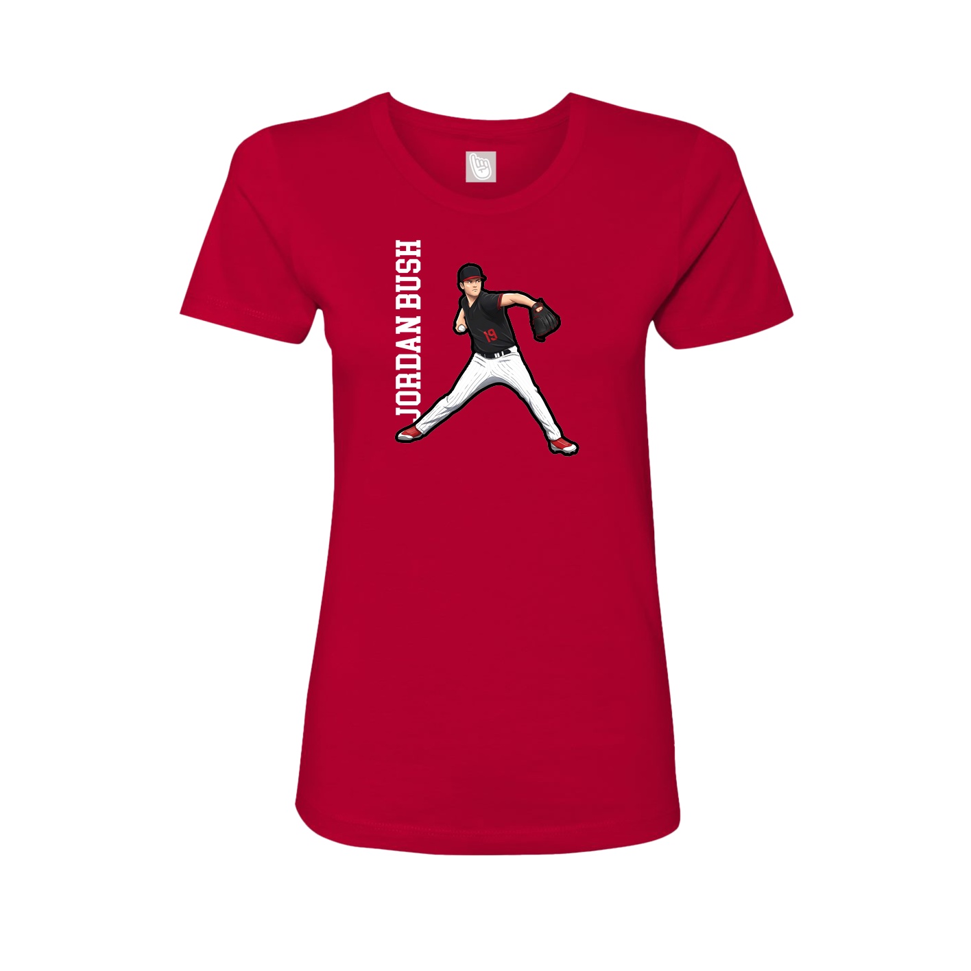 Womens Tee — Name Vertical in Red