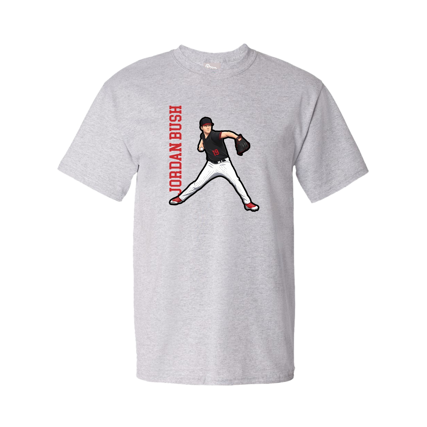 Youth Tee — Name Vertical in Grey