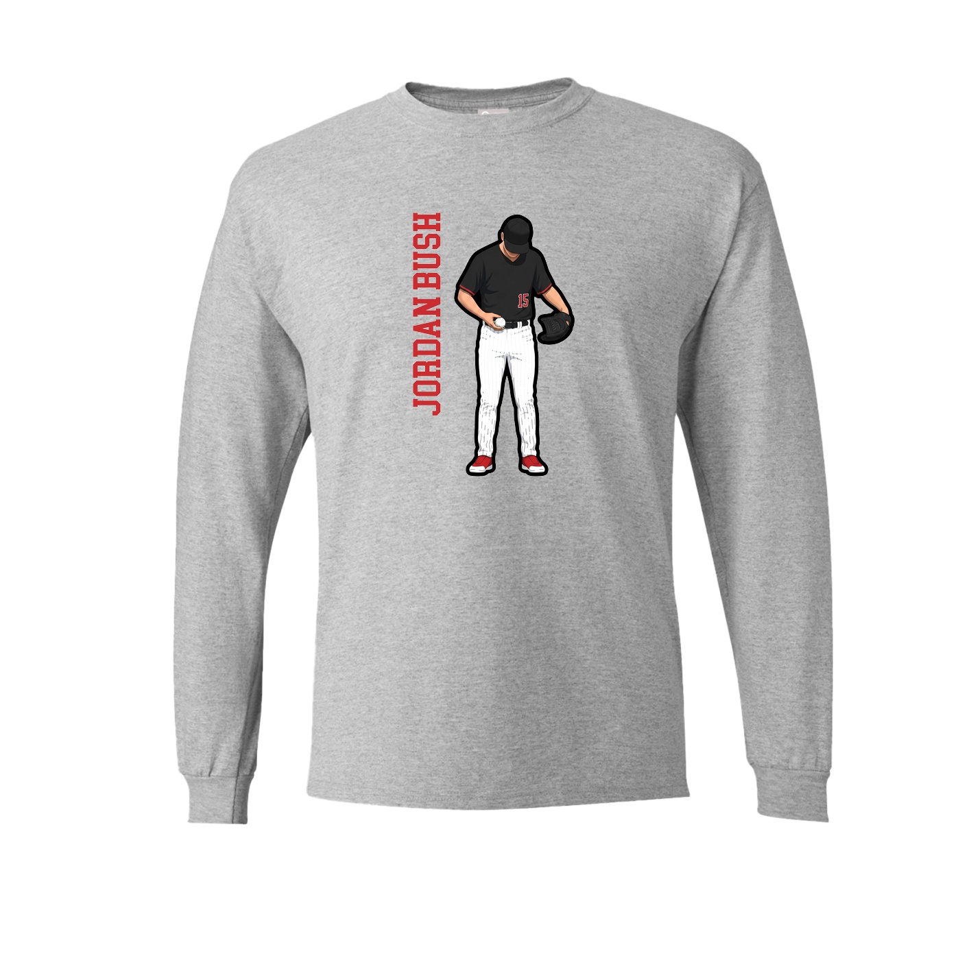 Long Sleeve Tee — Name Vertical in Grey