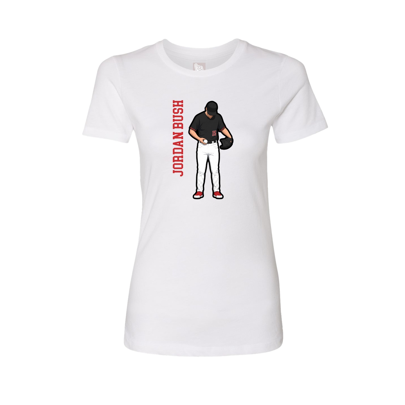 Womens Tee — Name Vertical in White