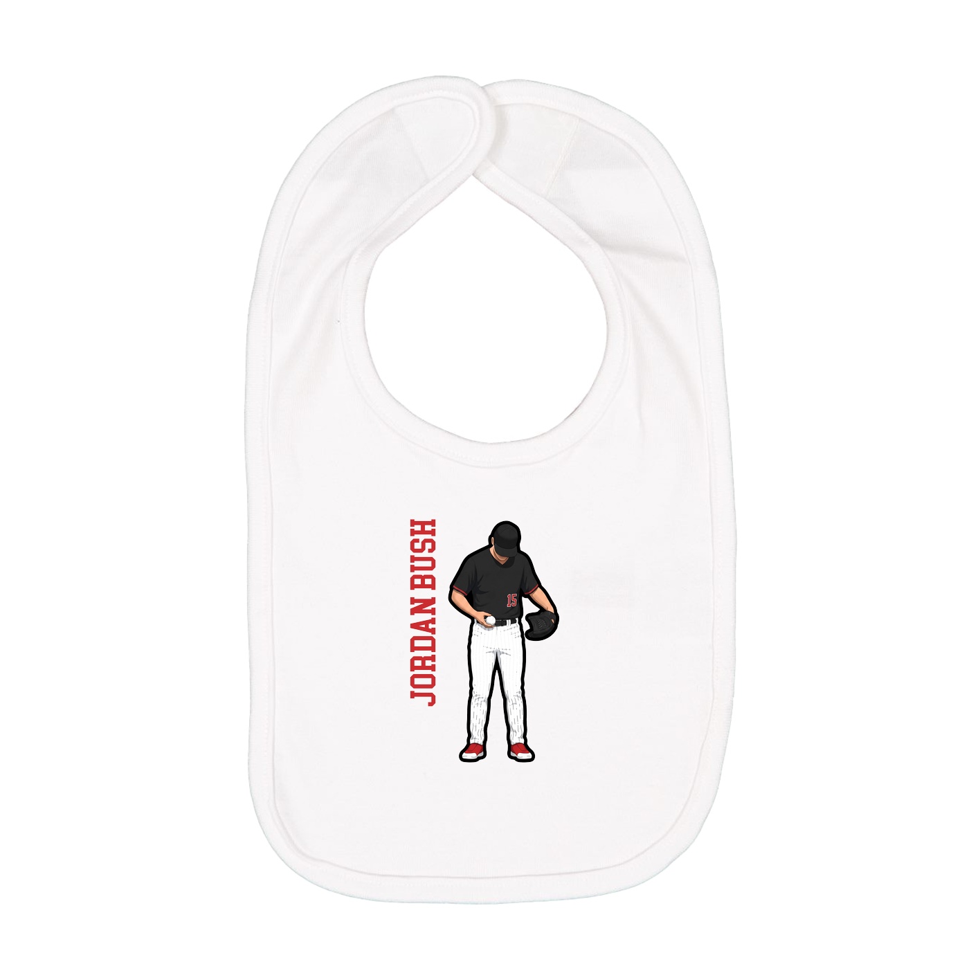 Infant Bib — Name Vertical in White