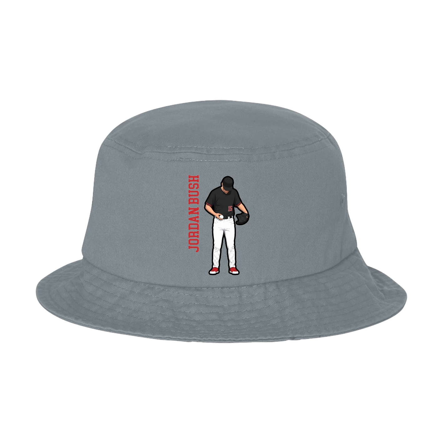 Bucket Cap — Name Vertical in Grey