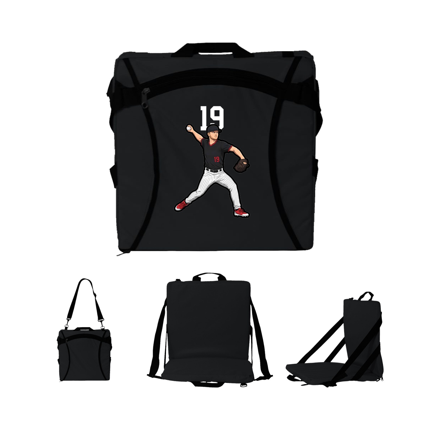 Folding Stadium Seat — Number Top in Black