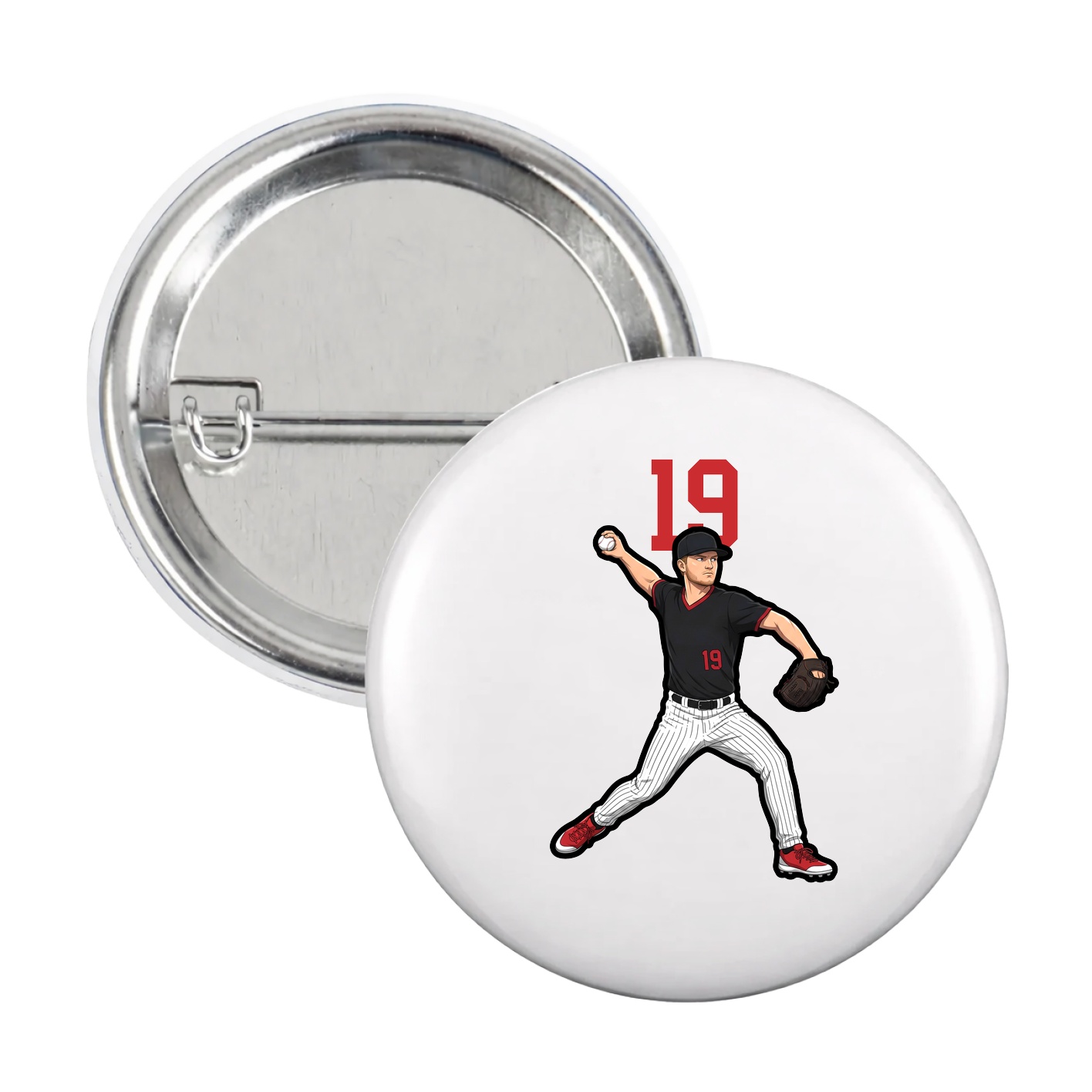 Game Day Button — Number Top in White